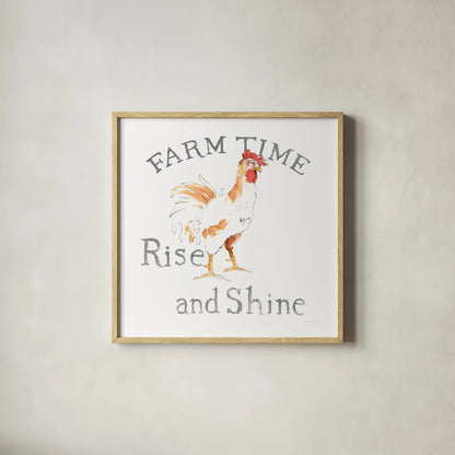 Farm Time by Avery Tillmon. Shown in a natural wood glass frame for a timeless modern aesthetic. Available as an archival giclee rolled canvas, fine art paper, or poster print. SKU 58142a.