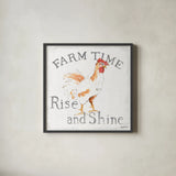 Farm Time enamel by Avery Tillmon. Shown in a sleek black glass frame for a contemporary gallery look. Available as an archival giclee rolled canvas, fine art paper, or poster print. SKU 58157a.
