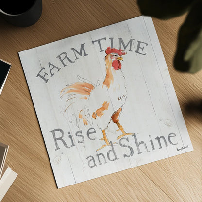 Farm Time wood by Avery Tillmon. Shown as a detailed flat fine art print, highlighting archival giclee quality. Available as an archival giclee rolled canvas, fine art paper, or poster print. SKU 58156a.