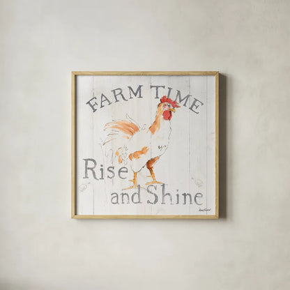 Farm Time wood by Avery Tillmon. Shown in a natural wood glass frame for a timeless modern aesthetic. Available as an archival giclee rolled canvas, fine art paper, or poster print. SKU 58156a.
