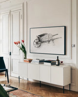 Farm and Garden IV by Avery Tillmon. shown as a framed stretched canvas in a living room above a console. Available as a archival giclee rolled canvas, fine art paper, or poster print. SKU 59900i.