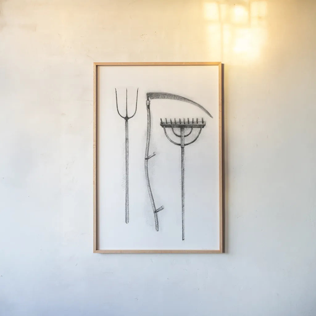Farm and Garden VI by Avery Tillmon. shown as a paper print in a natural frame. Available as a archival giclee rolled canvas, fine art paper, or poster print. SKU 59902h.