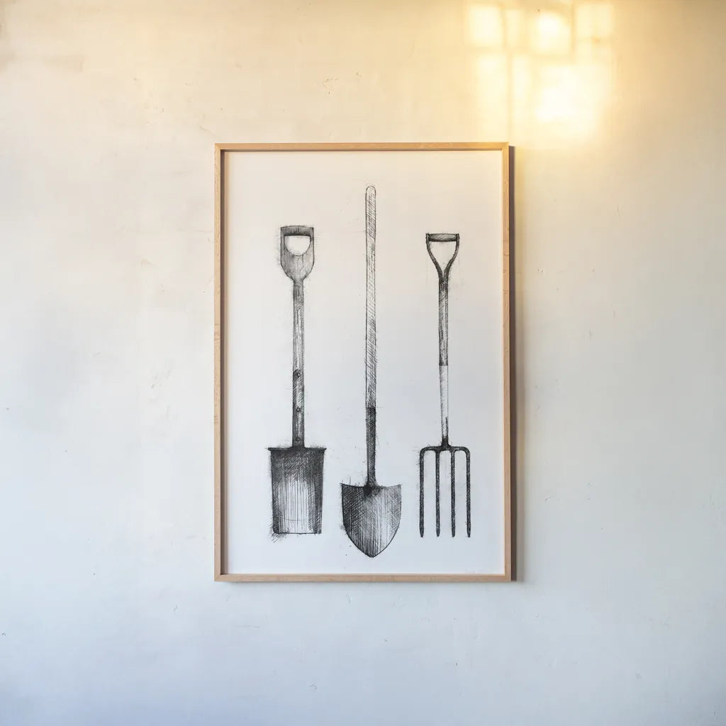 Farm and Garden VII by Avery Tillmon. shown as a paper print in a natural frame. Available as a archival giclee rolled canvas, fine art paper, or poster print. SKU 59903h.