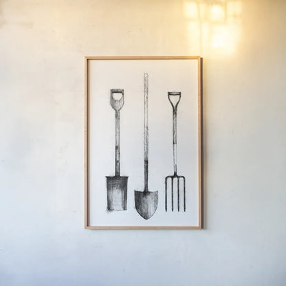 Farm and Garden VII by Avery Tillmon. shown as a paper print in a natural frame. Available as a archival giclee rolled canvas, fine art paper, or poster print. SKU 59903h.