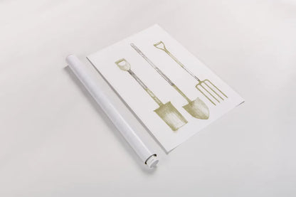 Farm and Garden VII Gold by Avery Tillmon. shown as a rolled paper print. Available as archival giclee rolled canvas, fine art paper, or poster print. SKU 87936h.