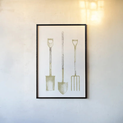 Farm and Garden VII Gold by Avery Tillmon. shown as a paper print in a black flame. Available as a archival giclee rolled canvas, fine art paper, or poster print. SKU 87936h.