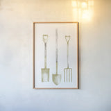 Farm and Garden VII Gold by Avery Tillmon. shown as a paper print in a natural frame. Available as a archival giclee rolled canvas, fine art paper, or poster print. SKU 87936h.