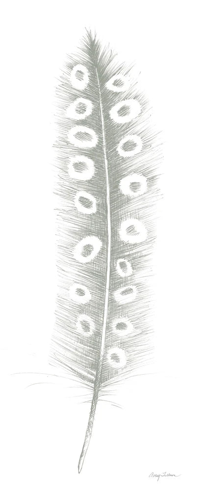 Feather Sketches VII Green Gray by Avery Tillmon