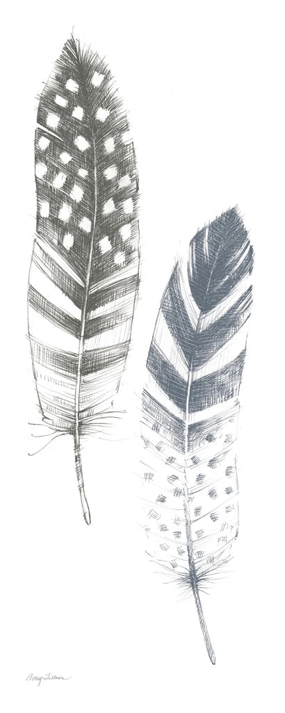 Feather Sketches VIII Blue Gray by Avery Tillmon