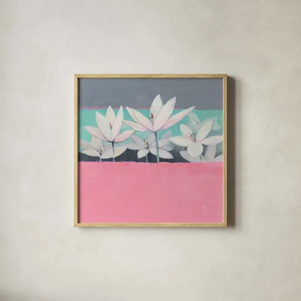 Field Day by Avery Tillmon. Shown in a natural wood glass frame for a timeless modern aesthetic. Available as an archival giclee rolled canvas, fine art paper, or poster print. SKU 36356a.