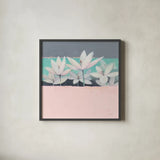 Field Day Dusty Pink by Avery Tillmon. Shown in a sleek black glass frame for a contemporary gallery look. Available as an archival giclee rolled canvas, fine art paper, or poster print. SKU 37048a.