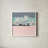 Field Day Dusty Pink by Avery Tillmon. Shown in a crisp white glass frame for a clean and minimalist style. Available as an archival giclee rolled canvas, fine art paper, or poster print. SKU 37048a.