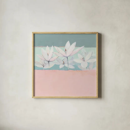 Field Day Pastel by Avery Tillmon. Shown in a natural wood glass frame for a timeless modern aesthetic. Available as an archival giclee rolled canvas, fine art paper, or poster print. SKU 48324a.