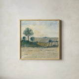 Fields before the Storm by Avery Tillmon. Shown in a natural wood glass frame for a timeless modern aesthetic. Available as an archival giclee rolled canvas, fine art paper, or poster print. SKU 26440a.
