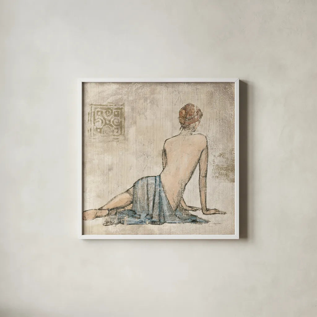 Figure Study I by Avery Tillmon. Shown in a crisp white glass frame for a clean and minimalist style. Available as an archival giclee rolled canvas, fine art paper, or poster print. SKU 12825a.