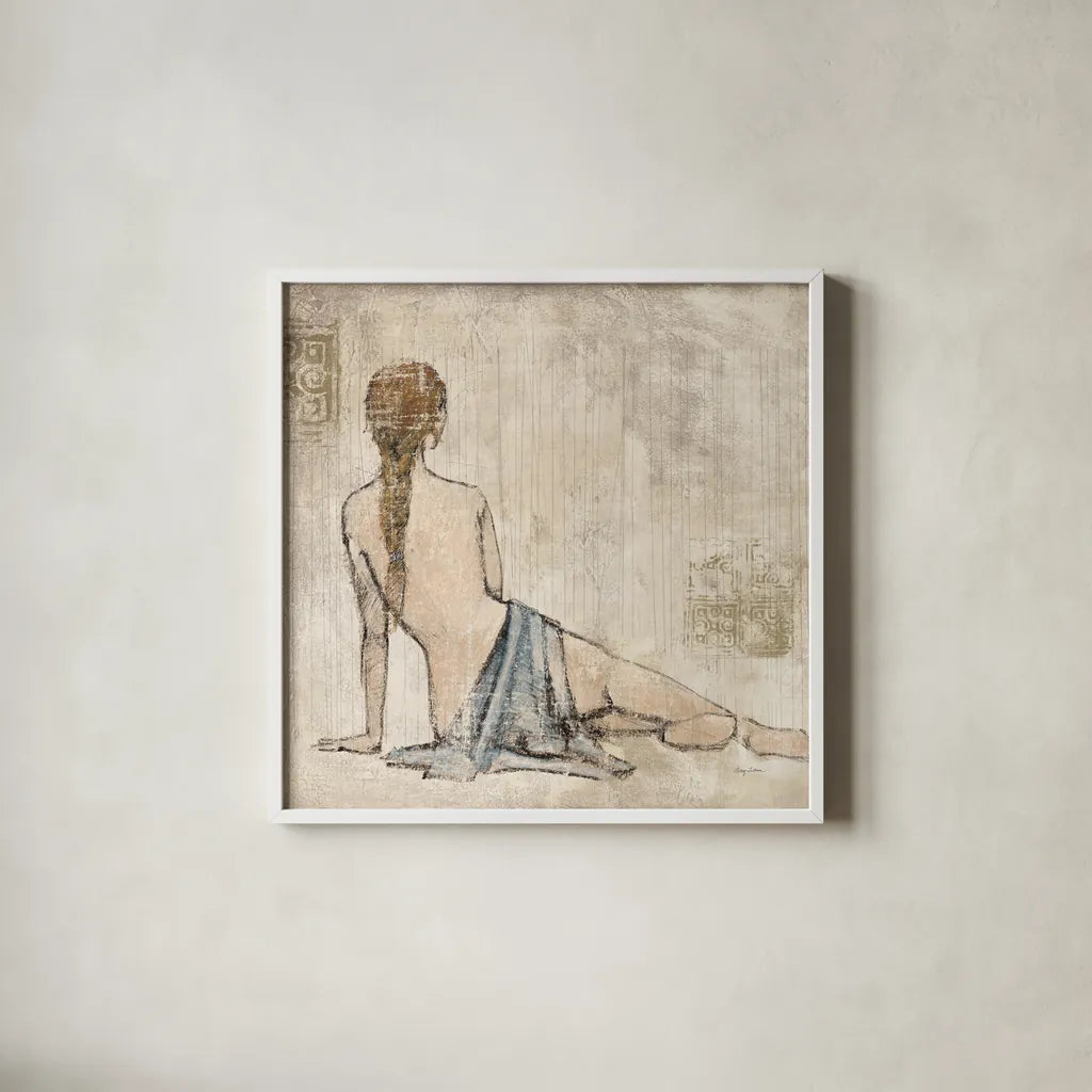 Figure Study II by Avery Tillmon. Shown in a crisp white glass frame for a clean and minimalist style. Available as an archival giclee rolled canvas, fine art paper, or poster print. SKU 12826a.