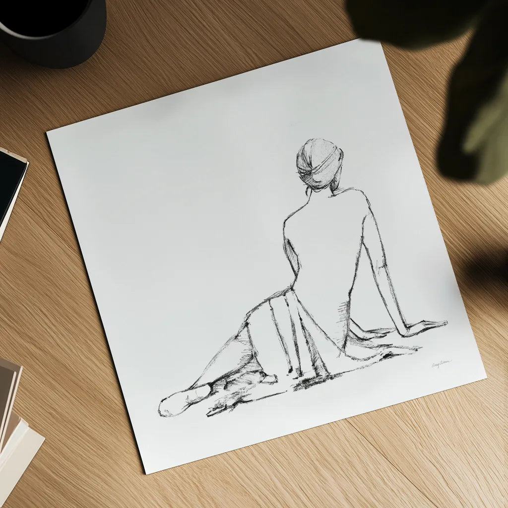 Figure Study II BW by Avery Tillmon. Shown as a detailed flat fine art print, highlighting archival giclee quality. Available as an archival giclee rolled canvas, fine art paper, or poster print. SKU 53950a.