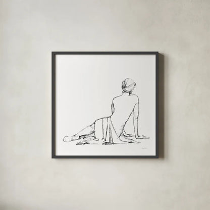 Figure Study II BW by Avery Tillmon. Shown in a sleek black glass frame for a contemporary gallery look. Available as an archival giclee rolled canvas, fine art paper, or poster print. SKU 53950a.