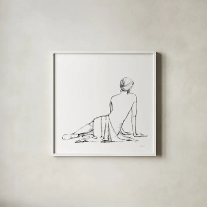 Figure Study II BW by Avery Tillmon. Shown in a crisp white glass frame for a clean and minimalist style. Available as an archival giclee rolled canvas, fine art paper, or poster print. SKU 53950a.