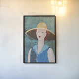 Flea Market Portrait II Blue v2 by Avery Tillmon. shown as a paper print in a black flame. Available as a archival giclee rolled canvas, fine art paper, or poster print. SKU 80746h.