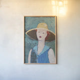 Flea Market Portrait II Blue v2 by Avery Tillmon. shown as a paper print in a natural frame. Available as a archival giclee rolled canvas, fine art paper, or poster print. SKU 80746h.