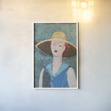 Flea Market Portrait II Blue v2 by Avery Tillmon. shown as a paper print in a white frame. Available as a archival giclee rolled canvas, fine art paper, or poster print. SKU 80746h.