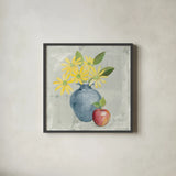 Floral Still Life Gray by Avery Tillmon. Shown in a sleek black glass frame for a contemporary gallery look. Available as an archival giclee rolled canvas, fine art paper, or poster print. SKU 65547a.