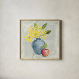 Floral Still Life Gray by Avery Tillmon. Shown in a natural wood glass frame for a timeless modern aesthetic. Available as an archival giclee rolled canvas, fine art paper, or poster print. SKU 65547a.
