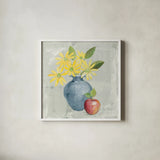 Floral Still Life Gray by Avery Tillmon. Shown in a crisp white glass frame for a clean and minimalist style. Available as an archival giclee rolled canvas, fine art paper, or poster print. SKU 65547a.