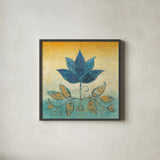 Flowers of Jaipur II Gold by Avery Tillmon. Shown in a sleek black glass frame for a contemporary gallery look. Available as an archival giclee rolled canvas, fine art paper, or poster print. SKU 49446a.