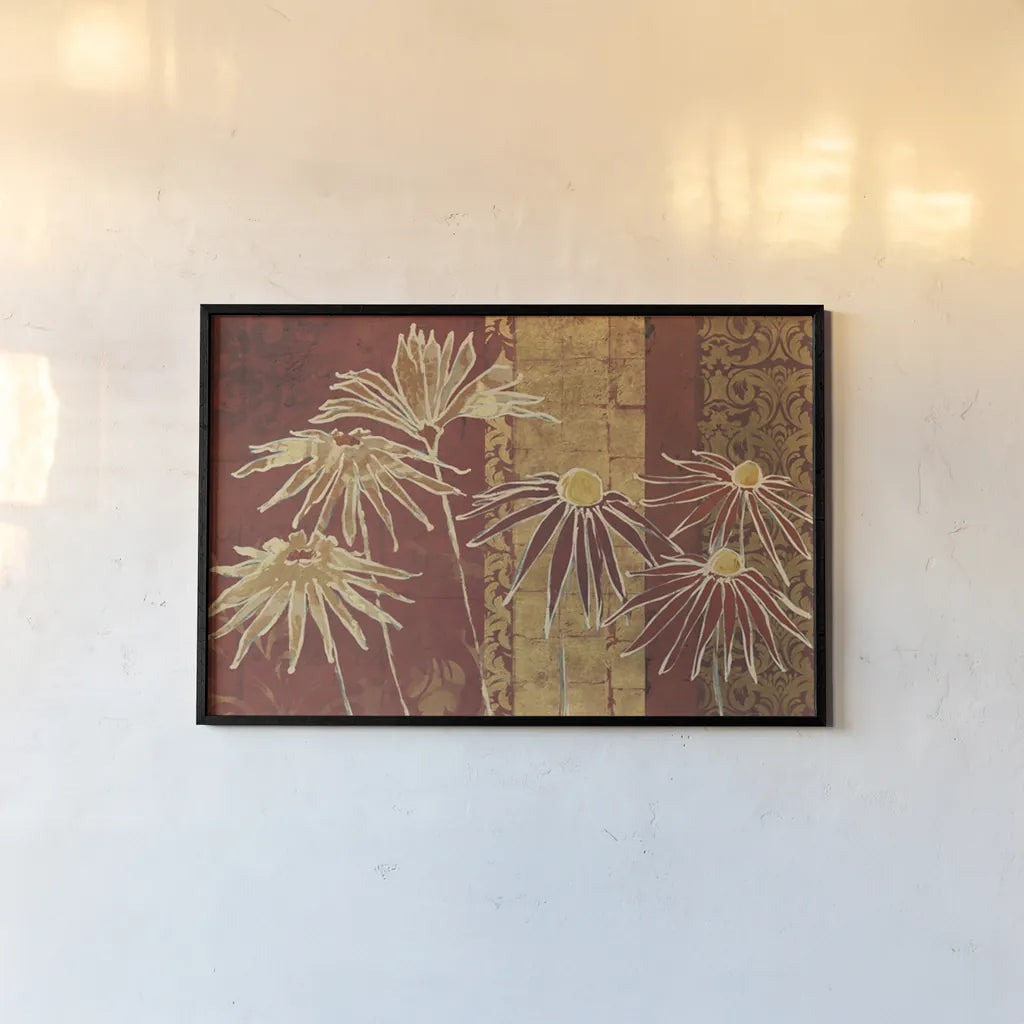 Flowers on Spice by Avery Tillmon. shown as a paper print in a black flame. Available as a archival giclee rolled canvas, fine art paper, or poster print. SKU 49713i.