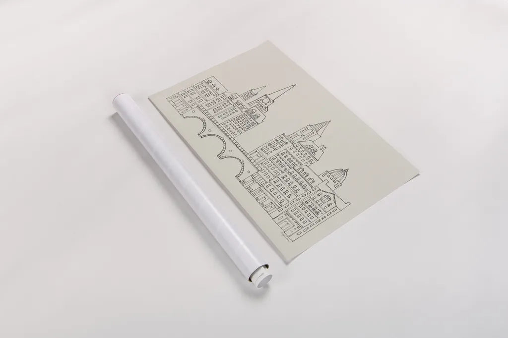 French Script II Neutral by Avery Tillmon. shown as a rolled paper print. Available as archival giclee rolled canvas, fine art paper, or poster print. SKU 76261i.