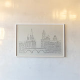 French Script II Neutral by Avery Tillmon. shown as a paper print in a white frame. Available as a archival giclee rolled canvas, fine art paper, or poster print. SKU 76261i.