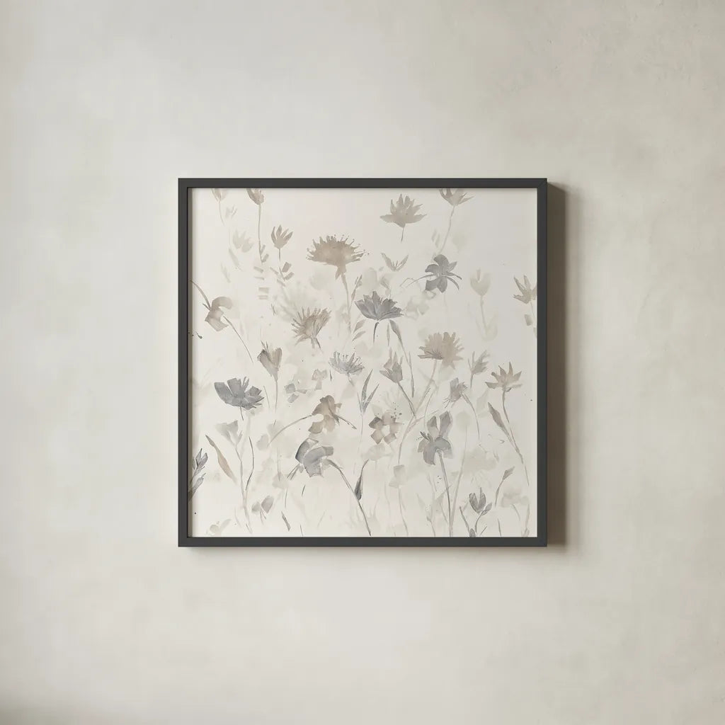 Garden Shadows I by Avery Tillmon. Shown in a sleek black glass frame for a contemporary gallery look. Available as an archival giclee rolled canvas, fine art paper, or poster print. SKU 28381a.