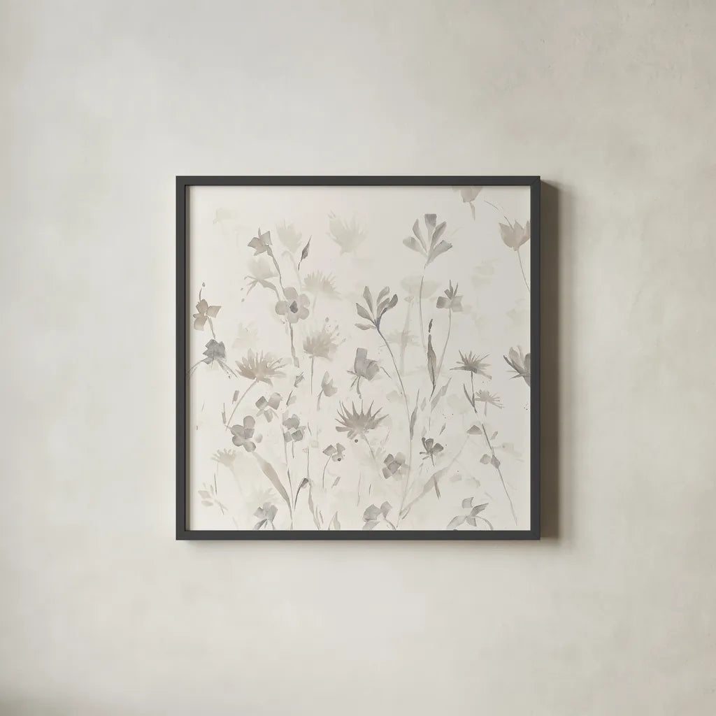 Garden Shadows II by Avery Tillmon. Shown in a sleek black glass frame for a contemporary gallery look. Available as an archival giclee rolled canvas, fine art paper, or poster print. SKU 28382a.