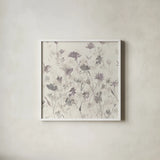 Garden Shadows III Purple Grey by Avery Tillmon. Shown in a crisp white glass frame for a clean and minimalist style. Available as an archival giclee rolled canvas, fine art paper, or poster print. SKU 29004a.