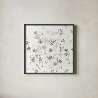 Garden Shadows IV on White by Avery Tillmon. Shown in a sleek black glass frame for a contemporary gallery look. Available as an archival giclee rolled canvas, fine art paper, or poster print. SKU 31322a.