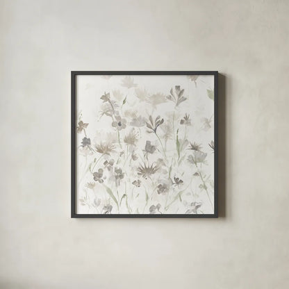 Garden Shadows IV on White v2 by Avery Tillmon. Shown in a sleek black glass frame for a contemporary gallery look. Available as an archival giclee rolled canvas, fine art paper, or poster print. SKU 46984a.