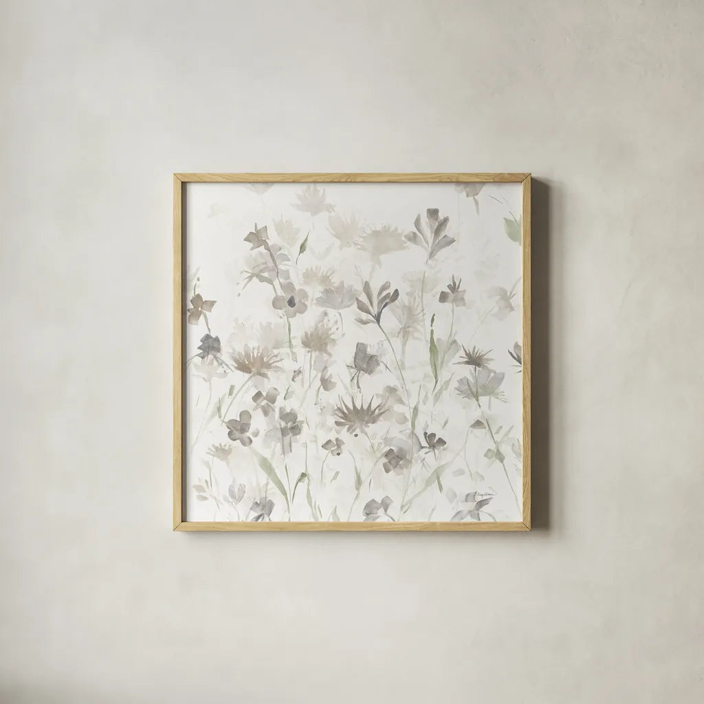 Garden Shadows IV on White v2 by Avery Tillmon. Shown in a natural wood glass frame for a timeless modern aesthetic. Available as an archival giclee rolled canvas, fine art paper, or poster print. SKU 46984a.