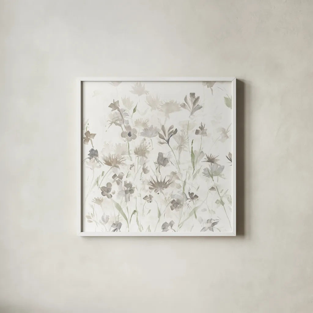 Garden Shadows IV on White v2 by Avery Tillmon. Shown in a crisp white glass frame for a clean and minimalist style. Available as an archival giclee rolled canvas, fine art paper, or poster print. SKU 46984a.