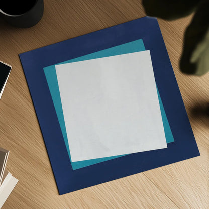 Geo Core Blue by Avery Tillmon. Shown as a detailed flat fine art print, highlighting archival giclee quality. Available as an archival giclee rolled canvas, fine art paper, or poster print. SKU 72254a.