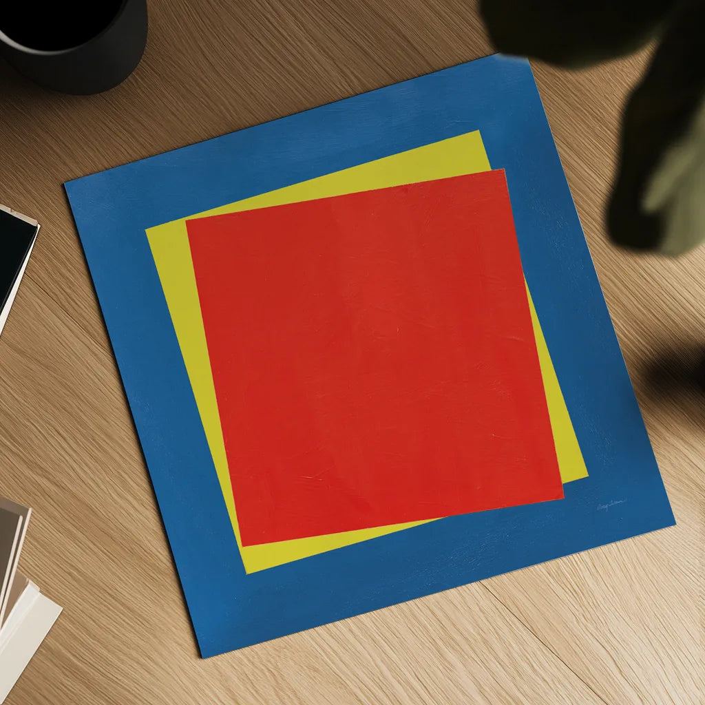 Geo Core Bright Primary by Avery Tillmon. Shown as a detailed flat fine art print, highlighting archival giclee quality. Available as an archival giclee rolled canvas, fine art paper, or poster print. SKU 82314a.