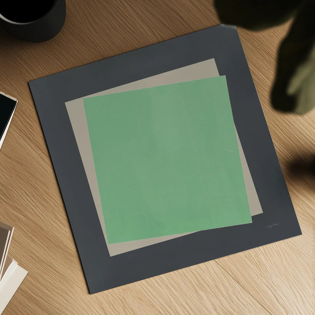 Geo Core Green by Avery Tillmon. Shown as a detailed flat fine art print, highlighting archival giclee quality. Available as an archival giclee rolled canvas, fine art paper, or poster print. SKU 79770a.