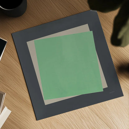 Geo Core Green by Avery Tillmon. Shown as a detailed flat fine art print, highlighting archival giclee quality. Available as an archival giclee rolled canvas, fine art paper, or poster print. SKU 79770a.