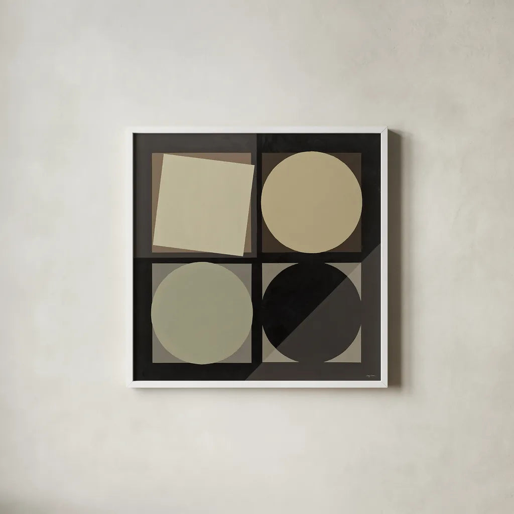 Geo Natural by Avery Tillmon. Shown in a crisp white glass frame for a clean and minimalist style. Available as an archival giclee rolled canvas, fine art paper, or poster print. SKU 30455a.