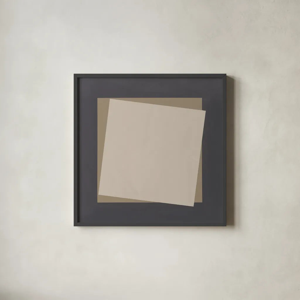 Geo Natural Core by Avery Tillmon. Shown in a sleek black glass frame for a contemporary gallery look. Available as an archival giclee rolled canvas, fine art paper, or poster print. SKU 68393a.
