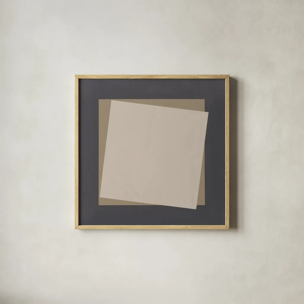 Geo Natural Core by Avery Tillmon. Shown in a natural wood glass frame for a timeless modern aesthetic. Available as an archival giclee rolled canvas, fine art paper, or poster print. SKU 68393a.