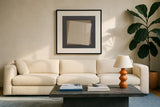 Geo Natural Core by Avery Tillmon. Displayed in a glass frame with matte in a clean modern living room. Available as an archival giclee rolled canvas, fine art paper, or poster print. SKU 68393a.