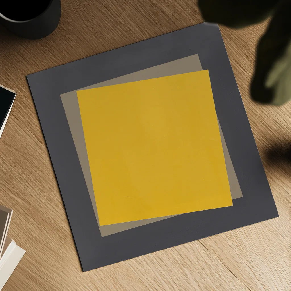 Geo Natural Core Yellow by Avery Tillmon. Shown as a detailed flat fine art print, highlighting archival giclee quality. Available as an archival giclee rolled canvas, fine art paper, or poster print. SKU 74398a.