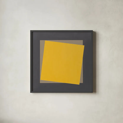 Geo Natural Core Yellow by Avery Tillmon. Shown in a sleek black glass frame for a contemporary gallery look. Available as an archival giclee rolled canvas, fine art paper, or poster print. SKU 74398a.
